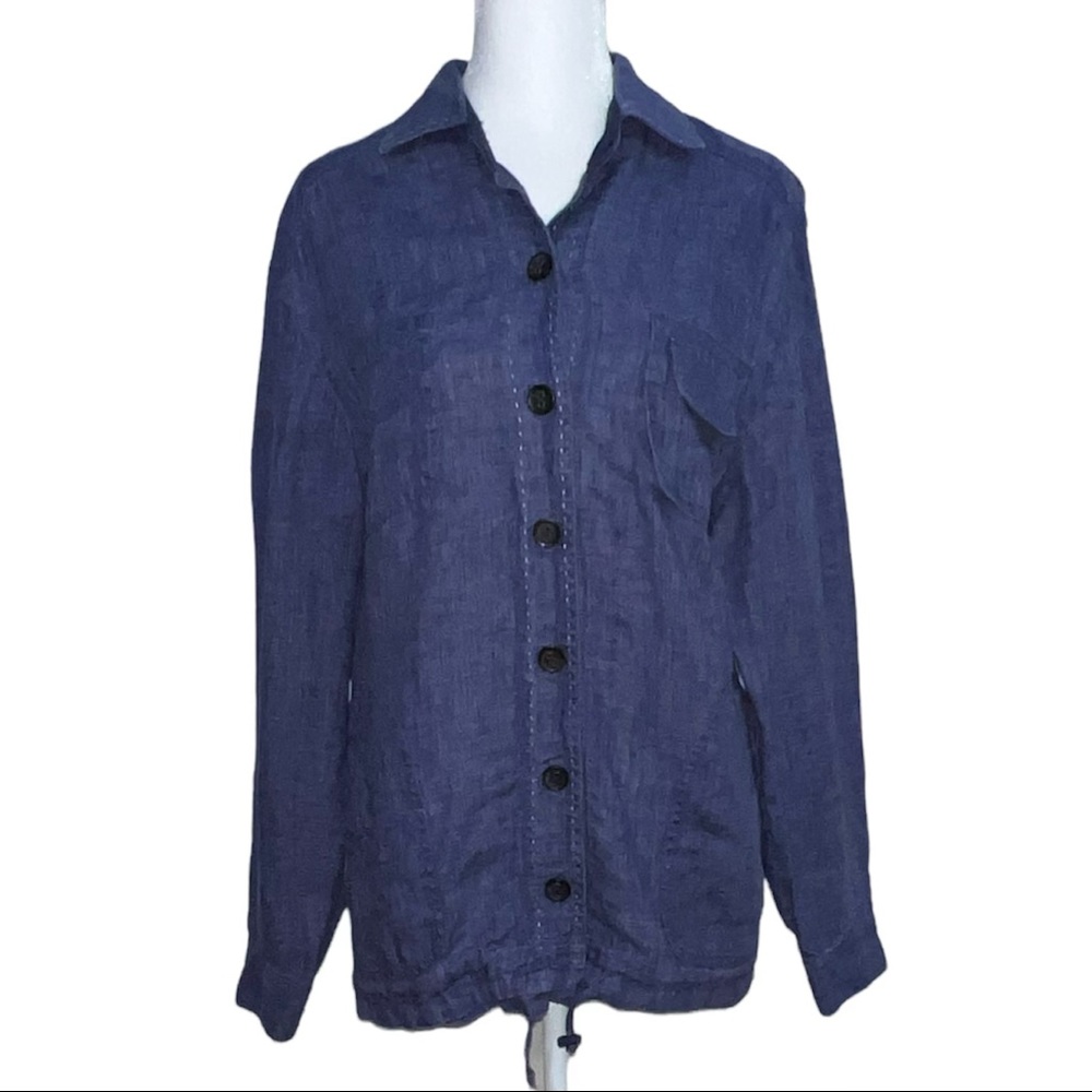 Coldwater‎ Creek Women’s Blue Shaket 100% Linen Size Medium
